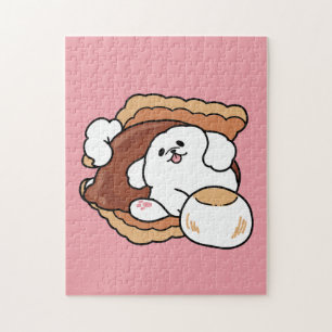 Lustiger Hund und S'more-Design – Kawaii-Haustierl Puzzle
