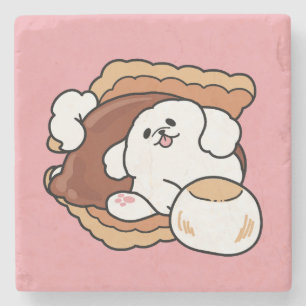 Lustiger Hund und S'more-Design – Kawaii-Haustierl Steinuntersetzer