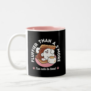 Lustiger Hund und S'more-Design – Kawaii-Haustierl Zweifarbige Tasse