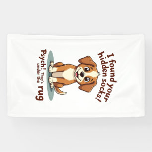 Lustiger Hund versteckte Socken Zitat Vintage Cart Banner