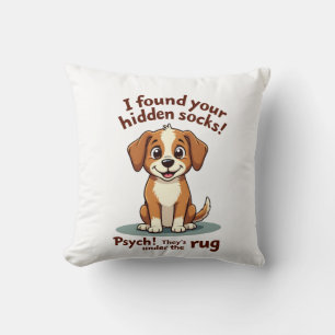 Lustiger Hund versteckte Socken Zitat Vintage Cart Kissen