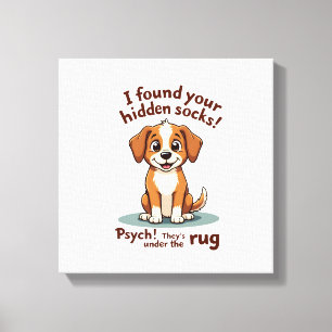 Lustiger Hund versteckte Socken Zitat Vintage Cart Leinwanddruck