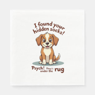 Lustiger Hund versteckte Socken Zitat Vintage Cart Serviette