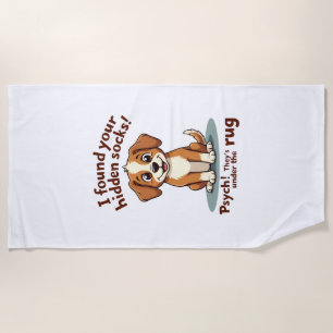 Lustiger Hund versteckte Socken Zitat Vintage Cart Strandtuch