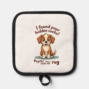 Lustiger Hund versteckte Socken Zitat Vintage Cart Topflappen