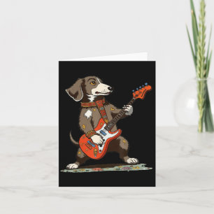 Lustiger Hund, Vintage-Dachshund spielt Gitarre Karte