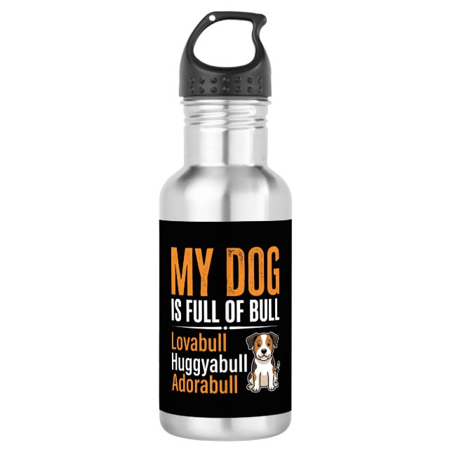 Lustiger Hund voller Stier-Design Edelstahlflasche (Vorderseite)