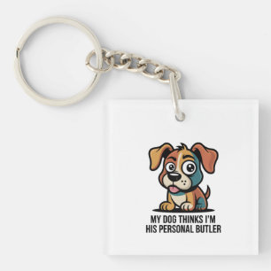 Lustiger Hunde-Butler-Cartoon-Spruch Schlüsselanhänger
