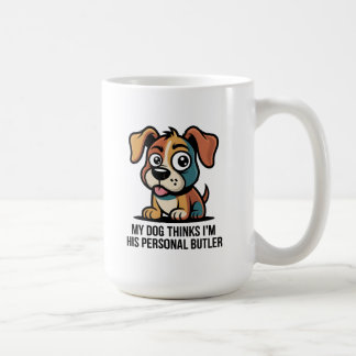Lustiger Hunde-Butler-Cartoon-Zitat Kaffeetasse