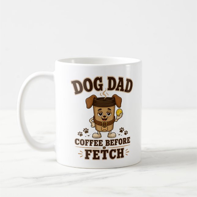 Lustiger Hunde-Vater-Coffee-Before-Fetch-Hunde-Vat Kaffeetasse (Links)
