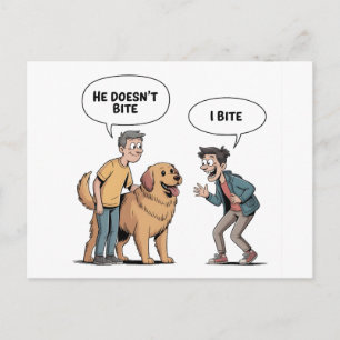 Lustiger Hunde-Zitat-Cartoon Ich Beiße Humor Feiertagspostkarte