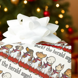 Lustiger Hundechor Bellt! Weihnachtslied Wortspiel Geschenkpapier