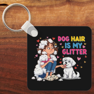 Lustiger Hundehaare Sind Mein Glitter Kawaii Mädch Schlüsselanhänger
