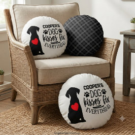 Lustiger Hundekuss macht alles besser für Tierlieb Rundes Kissen