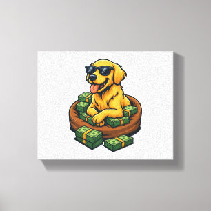 Lustiger Hundeliebhaber Golden Retriever Geldstape Leinwanddruck