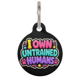 Lustiger Hundeschild Ich Besitze Untrainierte Mens Haustiermarke