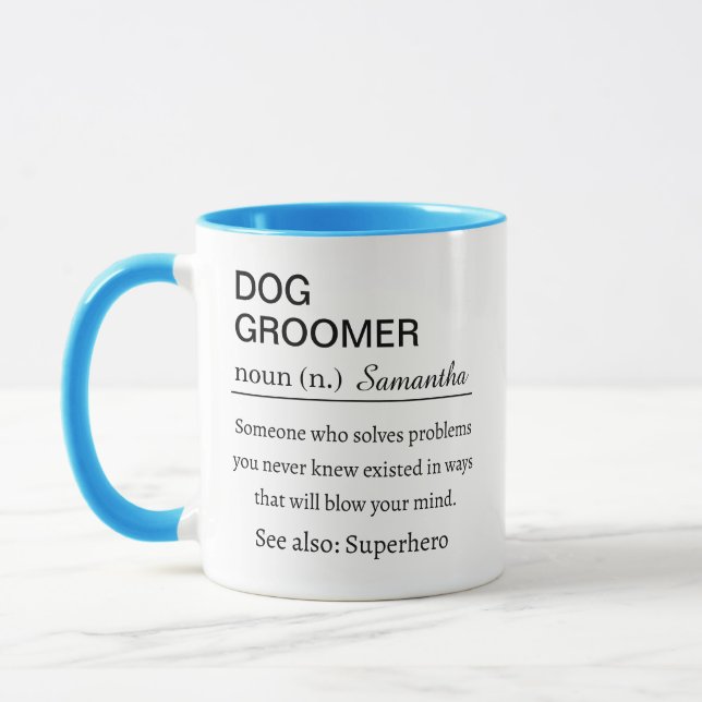 Lustiger Hundetrimmer-Definitionskaffee Tasse (Links)