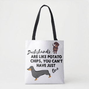 Lustiger Hundezitat: Dachshunde und Kartoffelchips