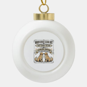 Lustiger Hundezitat Vintage Gravur Liegende Welpen Keramik Kugel-Ornament