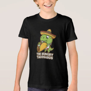 Lustiger hungriger Tacosaurus T-Rex Dinosaur frißt Tri-Blend Shirt