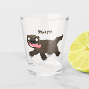 Lustiger hungriger Vielfraß-Tier-Cartoon Schnapsglas