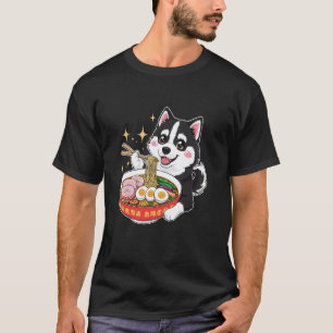 Lustiger Husky, der Ramen-Nudel-Suppenschüssel iss T-Shirt