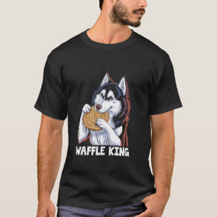 Lustiger Husky genießt ein Waffle King Waffeln Ess T-Shirt