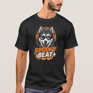 Lustiger Husky Halloween Grusel Beat DJ Hund T-Shirt