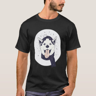 Lustiger Husky-Hund Weihnachten Santa Hut Schnee T-Shirt