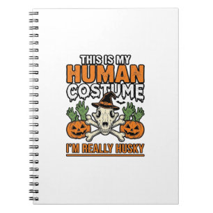 Lustiger Husky-Mensch-Kostüm Halloween-Hund-Shirt Notizblock