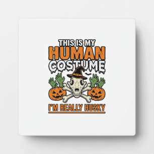 Lustiger Husky-Mensch-Kostüm Halloween-Hunde-Shirt Fotoplatte