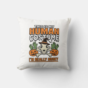 Lustiger Husky-Mensch-Kostüm Halloween-Hunde-Shirt Kissen