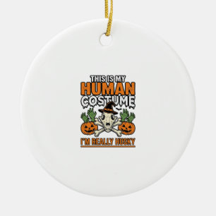 Lustiger Husky-Menschen-Kostüm Halloween-Hunde-Shi Keramik Ornament