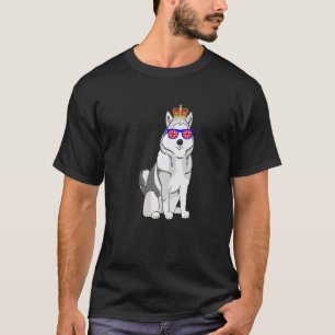 Lustiger Husky mit Sonnenbrille und Krone England T-Shirt