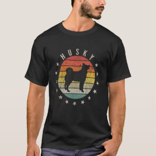 Lustiger Husky Pfote Vintage Retro Vater Mutter Fr T-Shirt