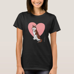 Lustiger Husky Roter Schlittenhund Mit Herz Husky T-Shirt