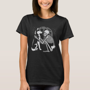 Lustiger Husky-Skelett-Mond-Halloween-Hundefreund T-Shirt