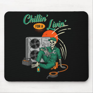 Lustiger Hvac-Tech-Skelett, das sich ein Leben lan Mousepad