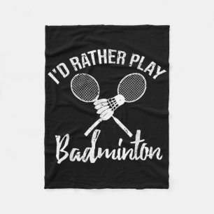 Lustiger Ich Würde Eher Badminton Spielen Retro Vi Fleecedecke