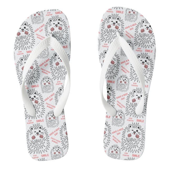 Lustiger Igel. Cooles Bild- und Textmuster Flip Flops (Fußbett)