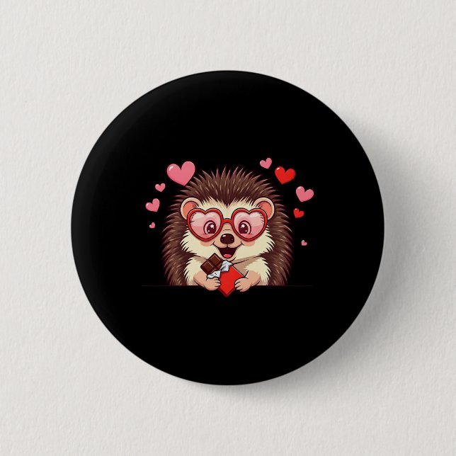Lustiger Igel Herz Schokolade Valentinstag Damen M Button (Vorderseite)