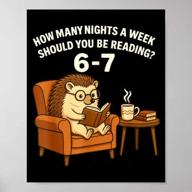 Lustiger Igel liest Buch 67 Sechs Sieben Meme  Poster (Vorne)