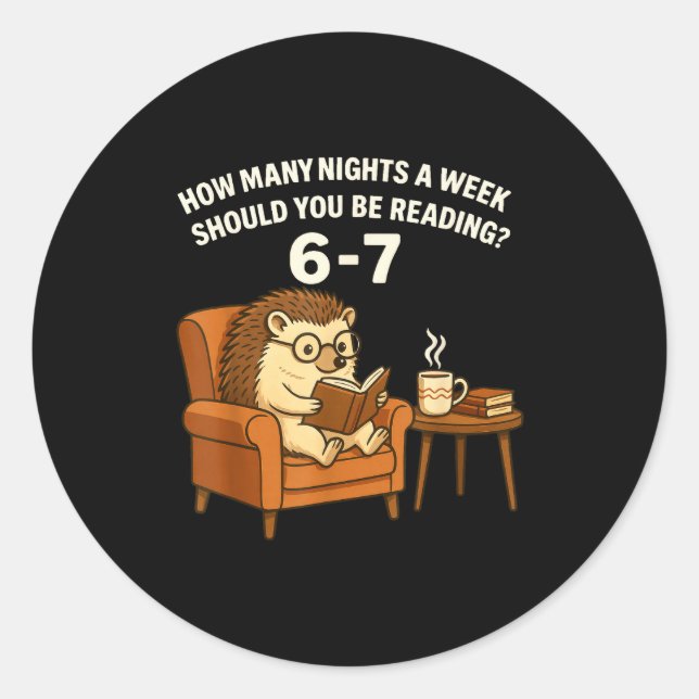 Lustiger Igel liest Buch 67 Sechs Sieben Meme  Runder Aufkleber (Vorderseite)