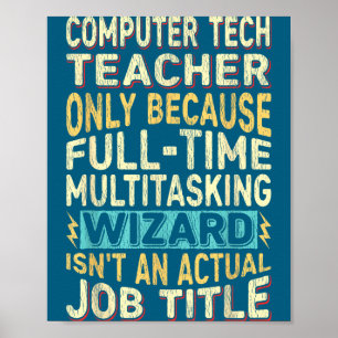 Lustiger Informatiklehrer Multitasking-Zauberer Zi Poster