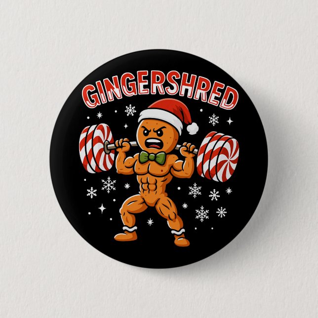 Lustiger Ingwer-Mann GYM Bodybuilding Button (Vorderseite)