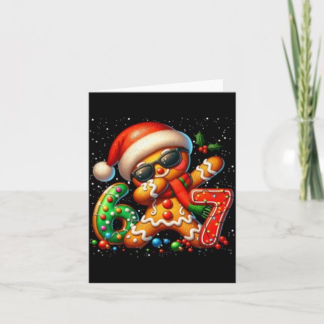 Lustiger Ingwerbrot-Dabbing-Sechs-Sieben 67 Meme C Karte (Vorderseite)