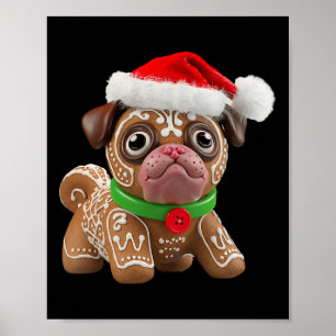 Lustiger Ingwerbrot-Mops-Weihnachten Frauen Männer Poster