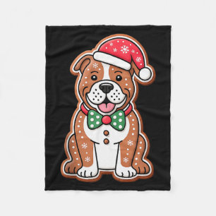 Lustiger Ingwerbrot Pitbull Hund Weihnachten Damen Fleecedecke