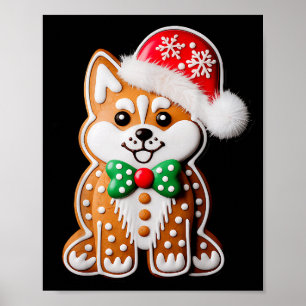 Lustiger Ingwerbrot-Sibirischer-Husky-Hund-Weihnac Poster