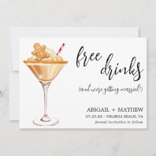 Lustiger Ingwerbrot-Weihnachts-Martini-Foto-Hochze Save The Date